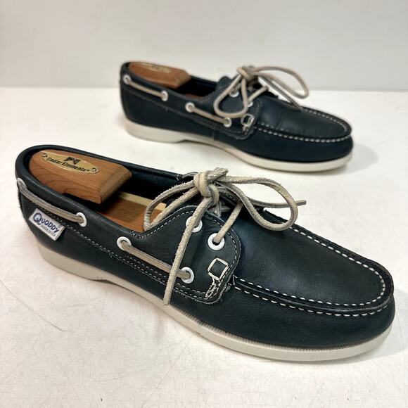 EXCELLENT Quoddy Women's Canoe Boat Shoe Moccasin Blue Green Made in Maine USA 9 - Picture 4 of 12